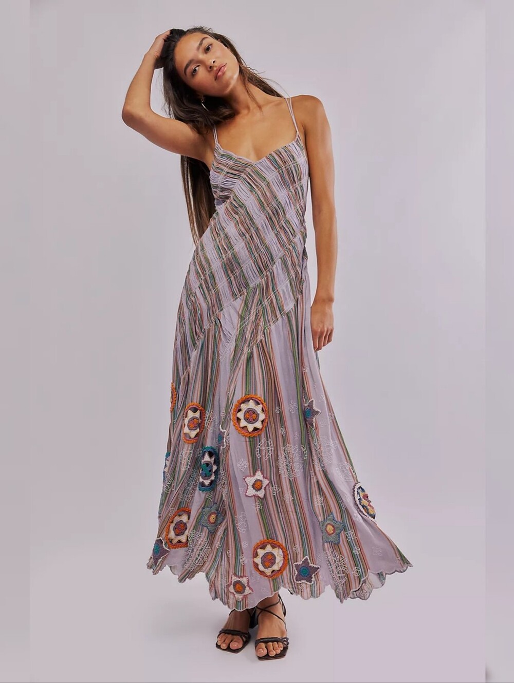 Free People Shooting Star Maxi Dress Lavender Combo Women's Size Large